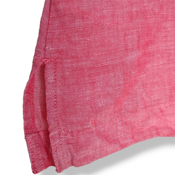Talbot's Linen Blend Coral Pink Tunic Short Sleeve Tie Detail Top Women's Large - Picture 9 of 16